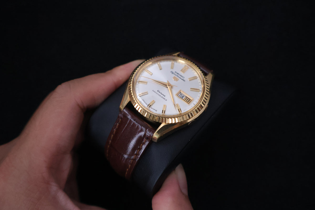(SERVICED) Rare Vintage 1966 Seiko Sportsmatic 5 Deluxe Fluted Bezel SGP 25 Jewels 7619-9010