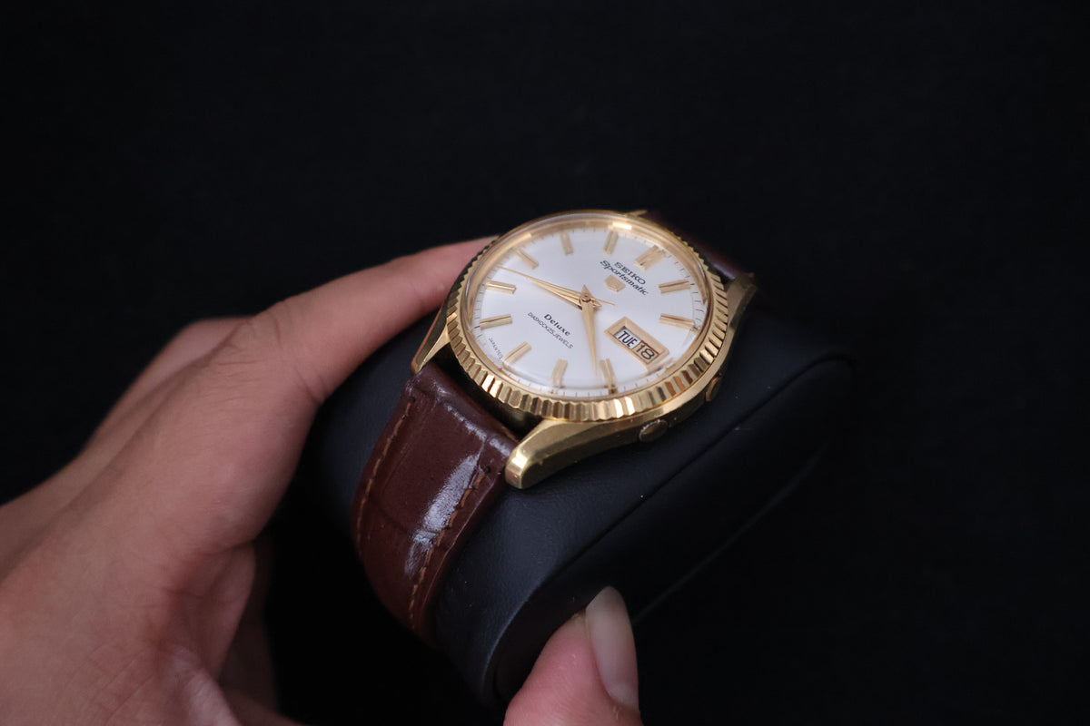 (SERVICED) Rare Vintage 1966 Seiko Sportsmatic 5 Deluxe Fluted Bezel SGP 25 Jewels 7619-9010
