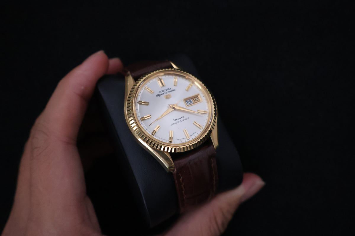(SERVICED) Rare Vintage 1966 Seiko Sportsmatic 5 Deluxe Fluted Bezel SGP 25 Jewels 7619-9010