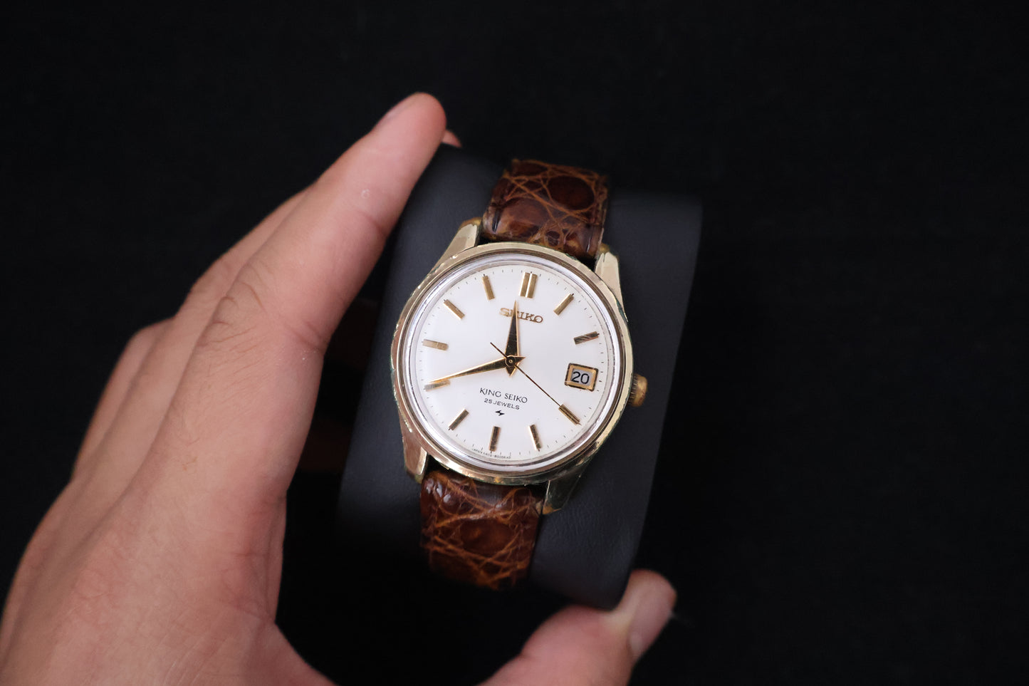 (SERVICED) Rare Vintage 1968 King Seiko KS 25 Jewels Gold Medallion 4402-8000