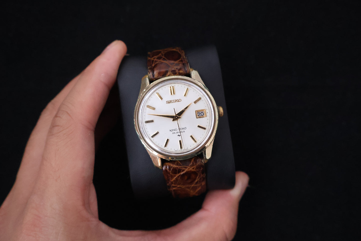 (SERVICED) Rare Vintage 1968 King Seiko KS 25 Jewels Gold Medallion 4402-8000