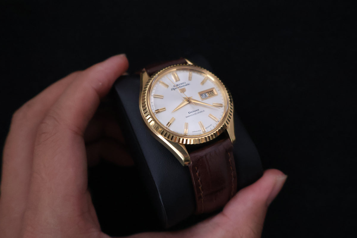 (SERVICED) Rare Vintage 1966 Seiko Sportsmatic 5 Deluxe Fluted Bezel SGP 25 Jewels 7619-9010