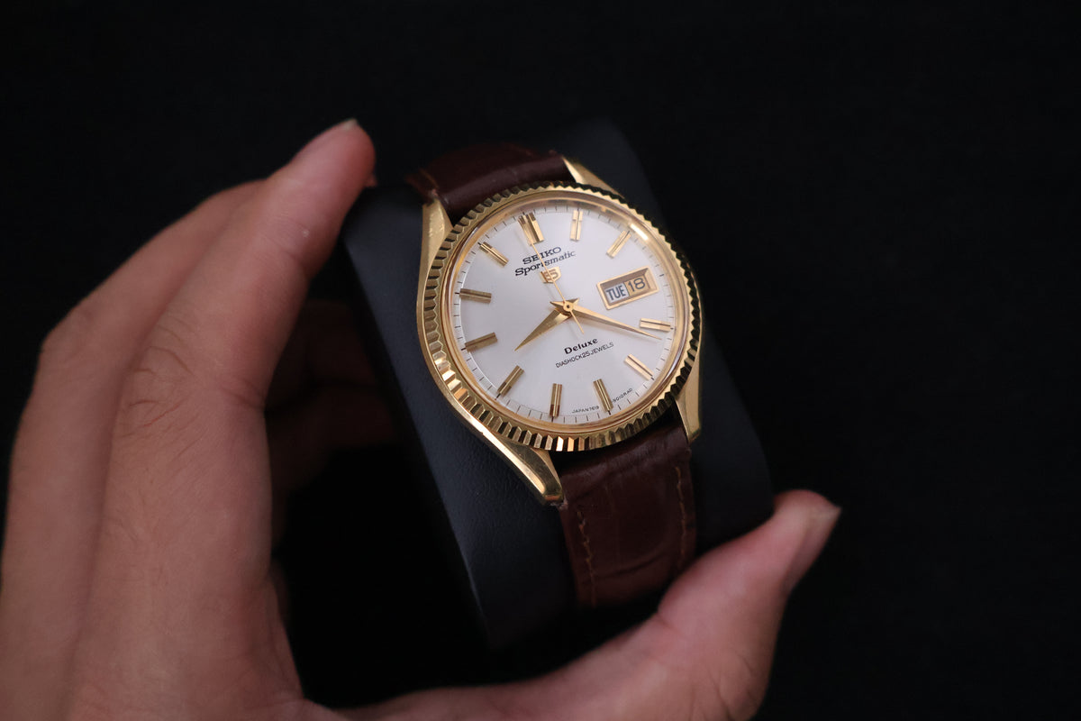(SERVICED) Rare Vintage 1966 Seiko Sportsmatic 5 Deluxe Fluted Bezel SGP 25 Jewels 7619-9010
