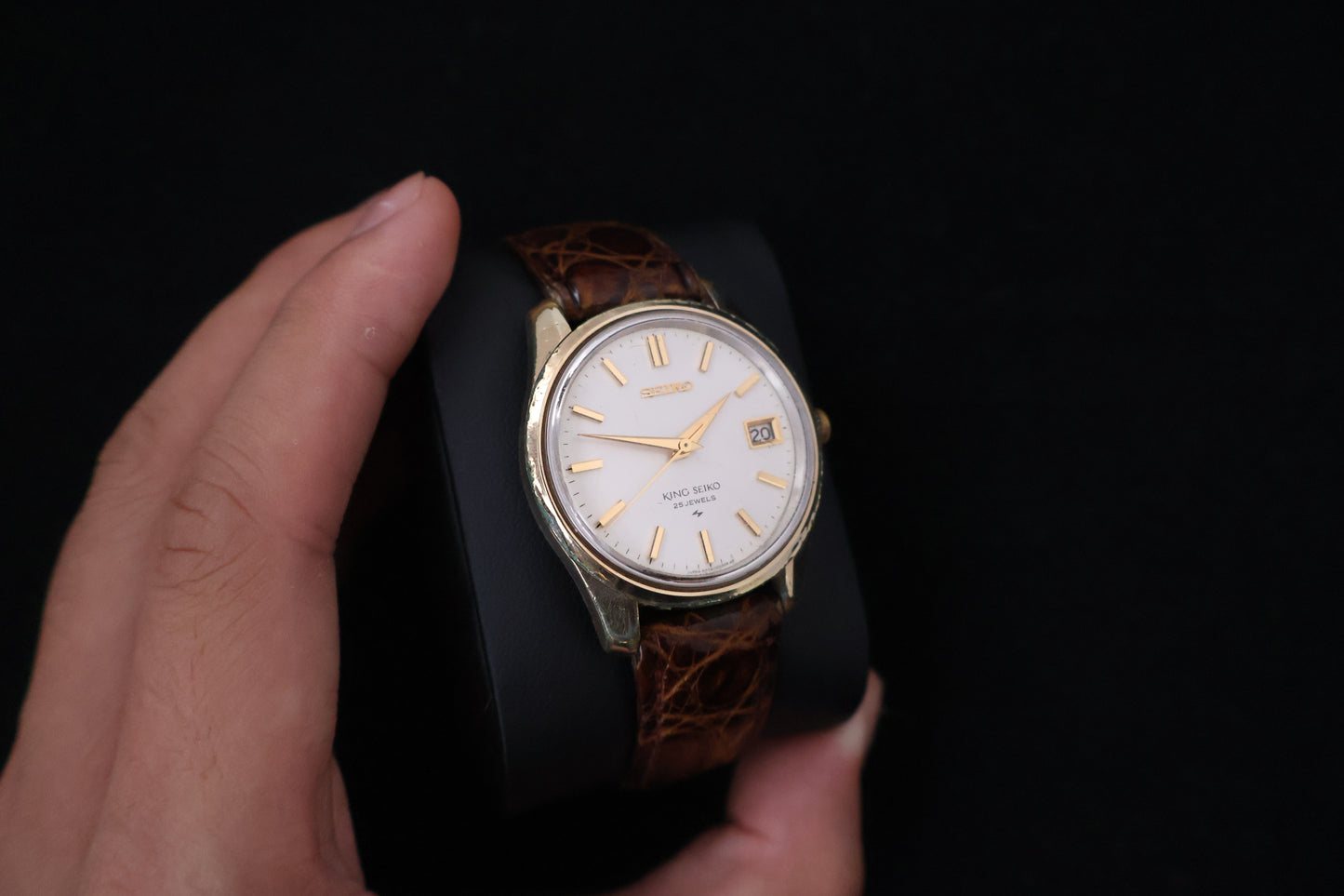 (SERVICED) Rare Vintage 1968 King Seiko KS 25 Jewels Gold Medallion 4402-8000