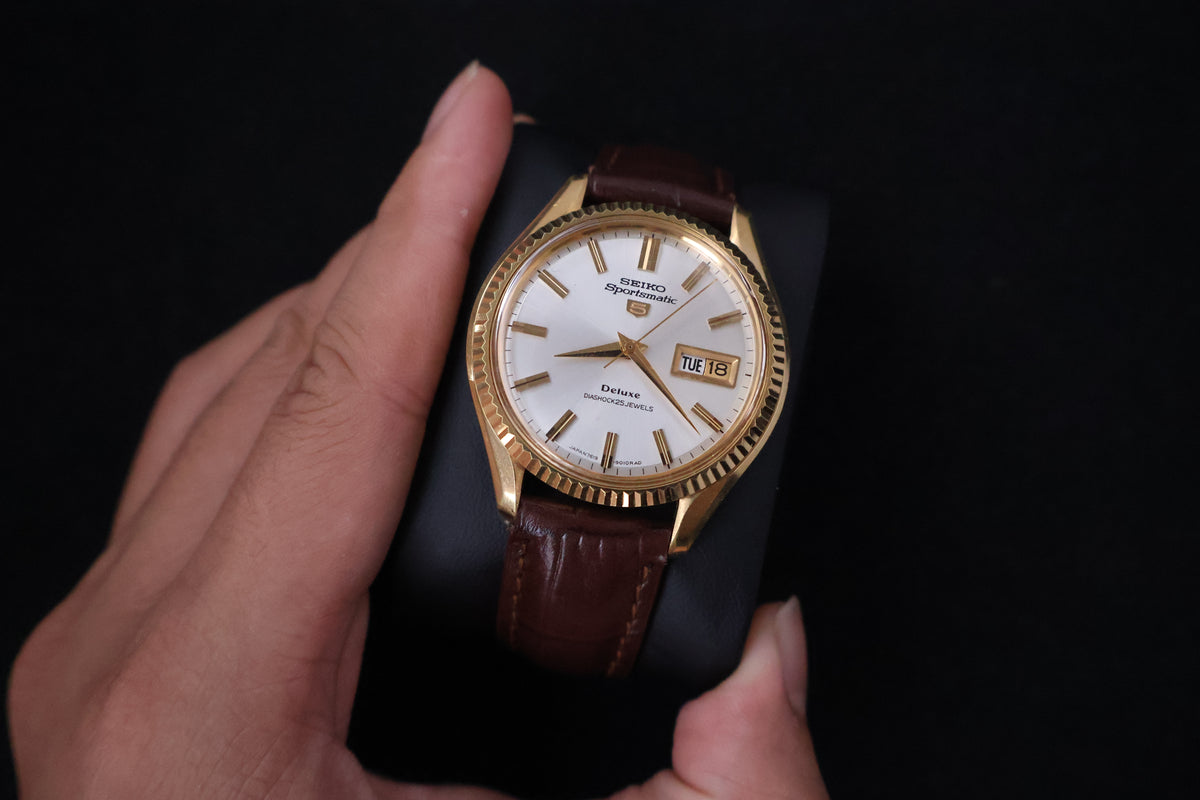 (SERVICED) Rare Vintage 1966 Seiko Sportsmatic 5 Deluxe Fluted Bezel SGP 25 Jewels 7619-9010