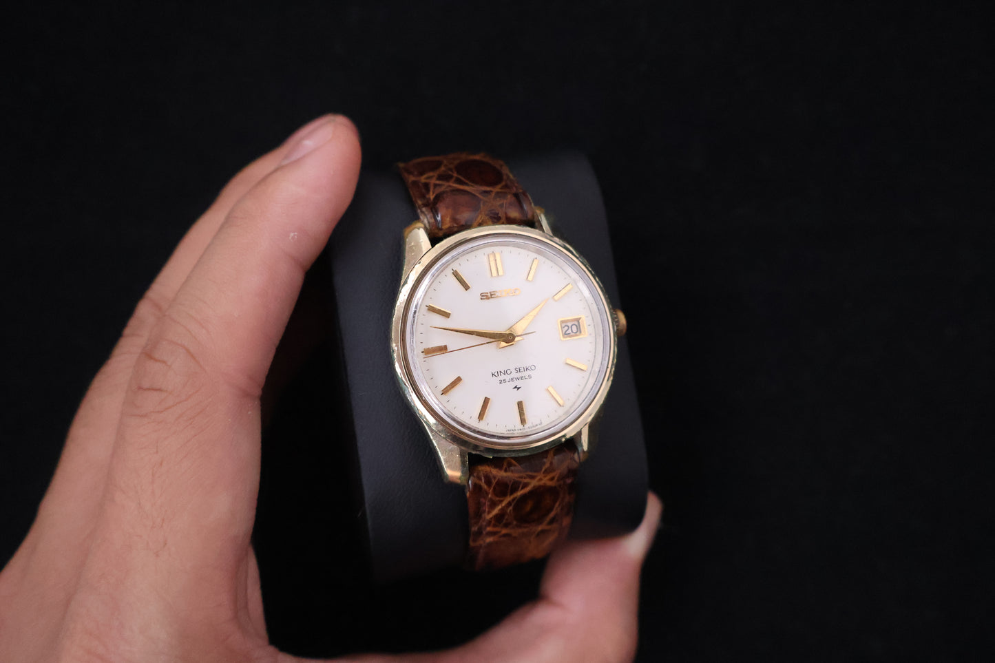 (SERVICED) Rare Vintage 1968 King Seiko KS 25 Jewels Gold Medallion 4402-8000