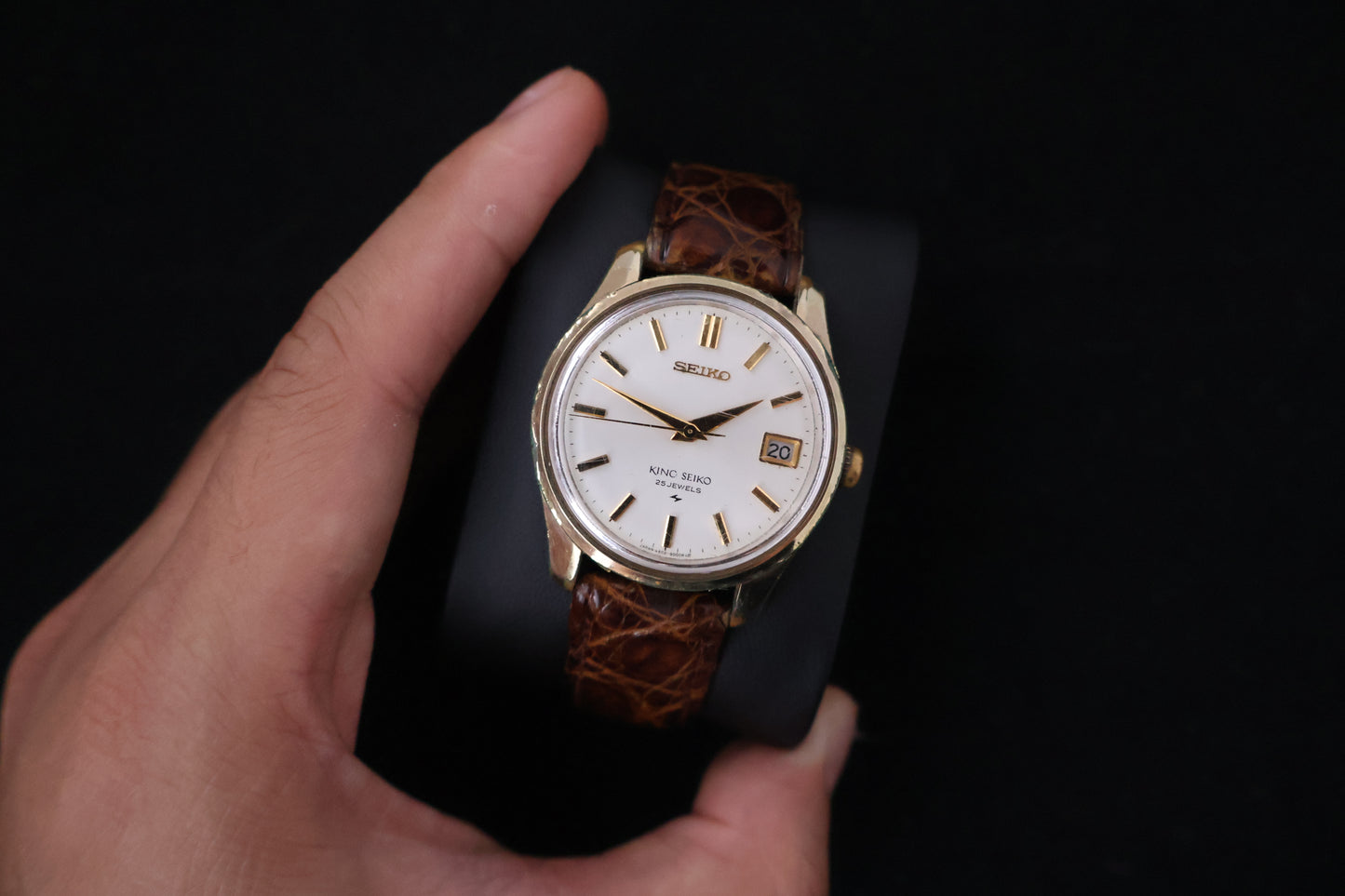 (SERVICED) Rare Vintage 1968 King Seiko KS 25 Jewels Gold Medallion 4402-8000