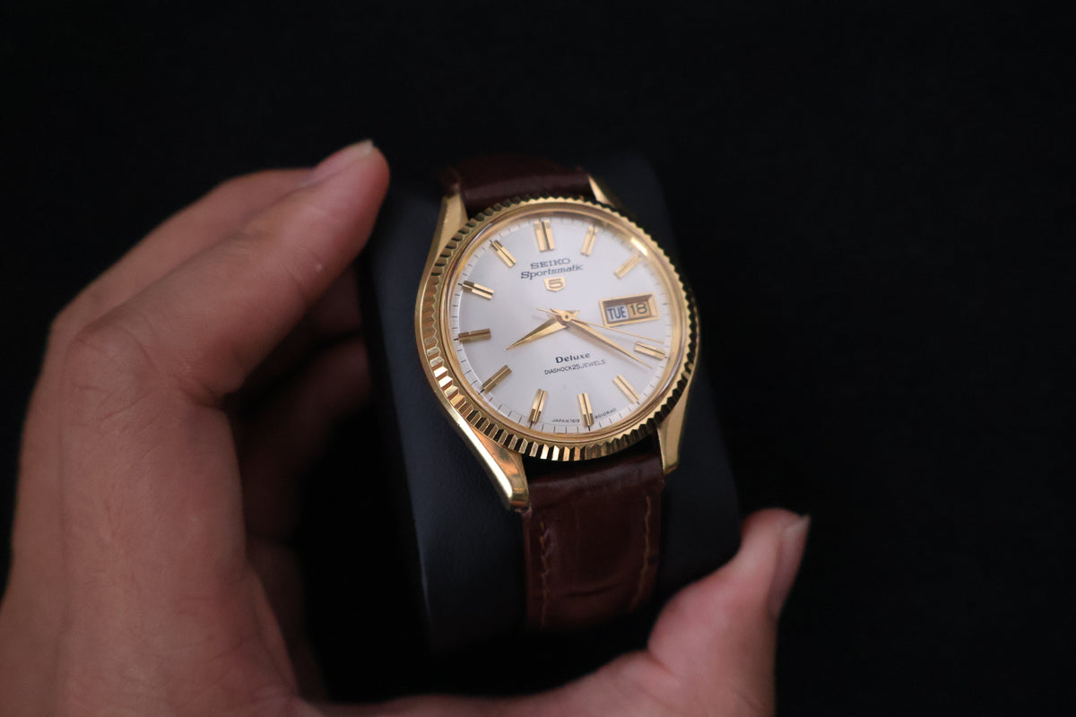 (SERVICED) Rare Vintage 1966 Seiko Sportsmatic 5 Deluxe Fluted Bezel SGP 25 Jewels 7619-9010