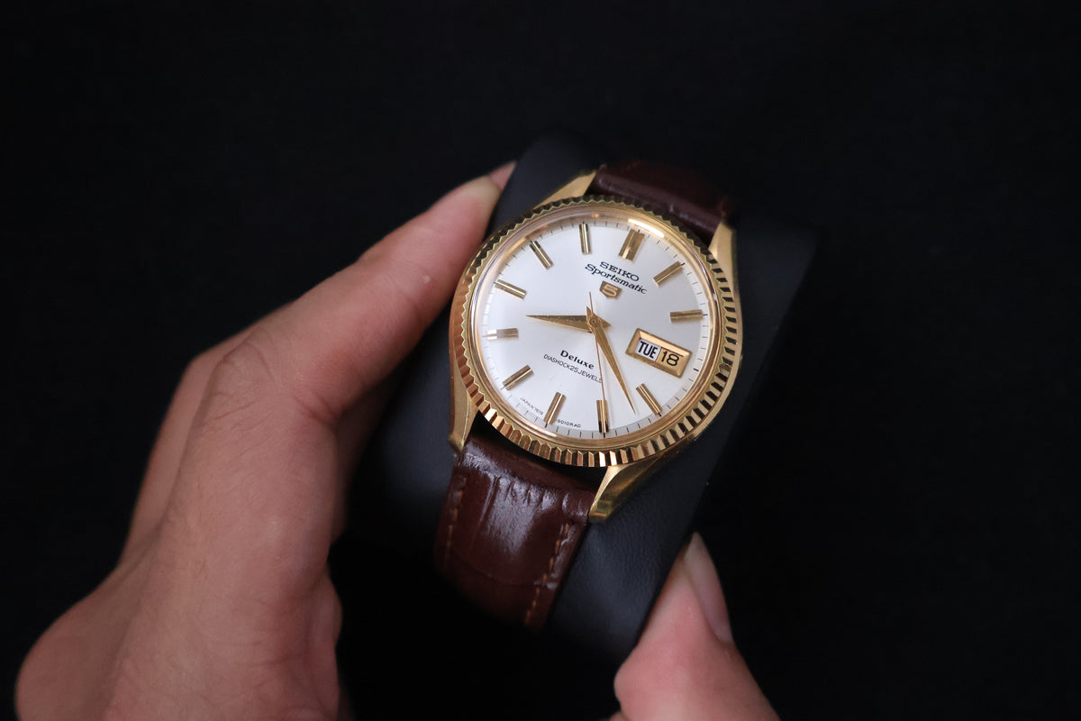 (SERVICED) Rare Vintage 1966 Seiko Sportsmatic 5 Deluxe Fluted Bezel SGP 25 Jewels 7619-9010