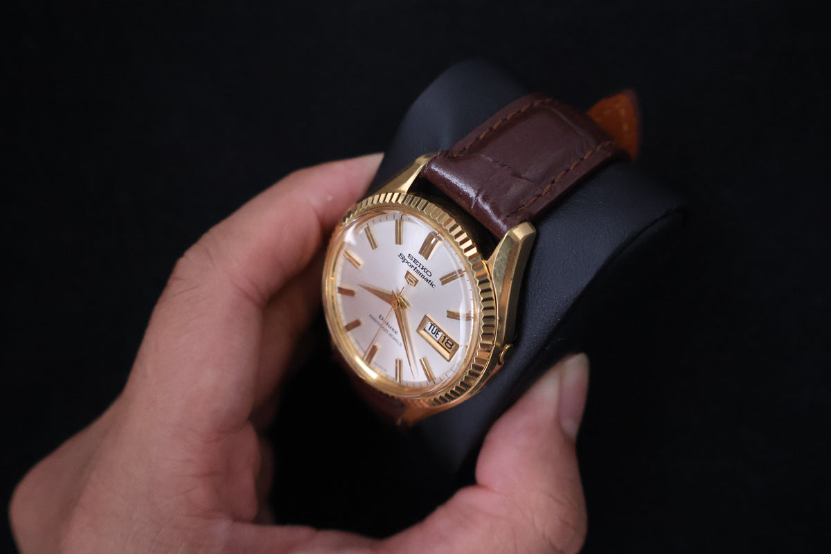 (SERVICED) Rare Vintage 1966 Seiko Sportsmatic 5 Deluxe Fluted Bezel SGP 25 Jewels 7619-9010