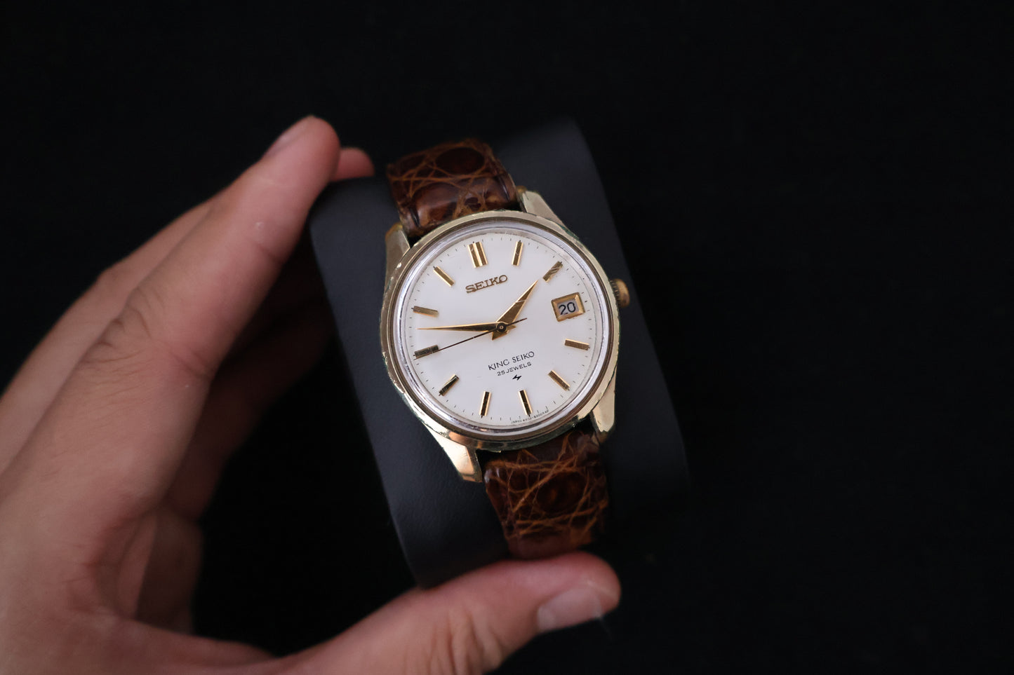 (SERVICED) Rare Vintage 1968 King Seiko KS 25 Jewels Gold Medallion 4402-8000