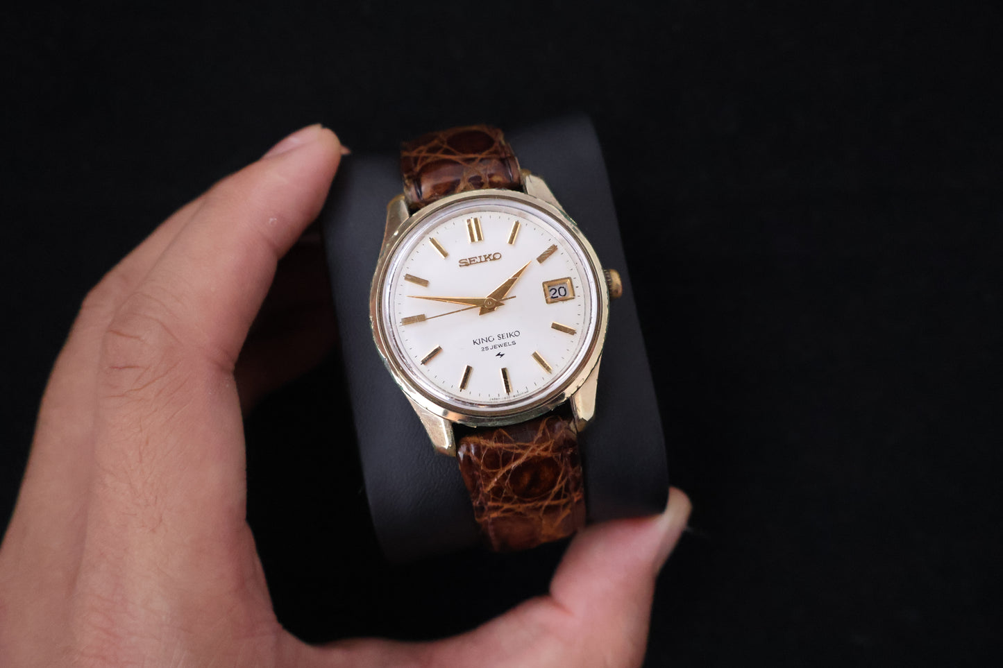 (SERVICED) Rare Vintage 1968 King Seiko KS 25 Jewels Gold Medallion 4402-8000