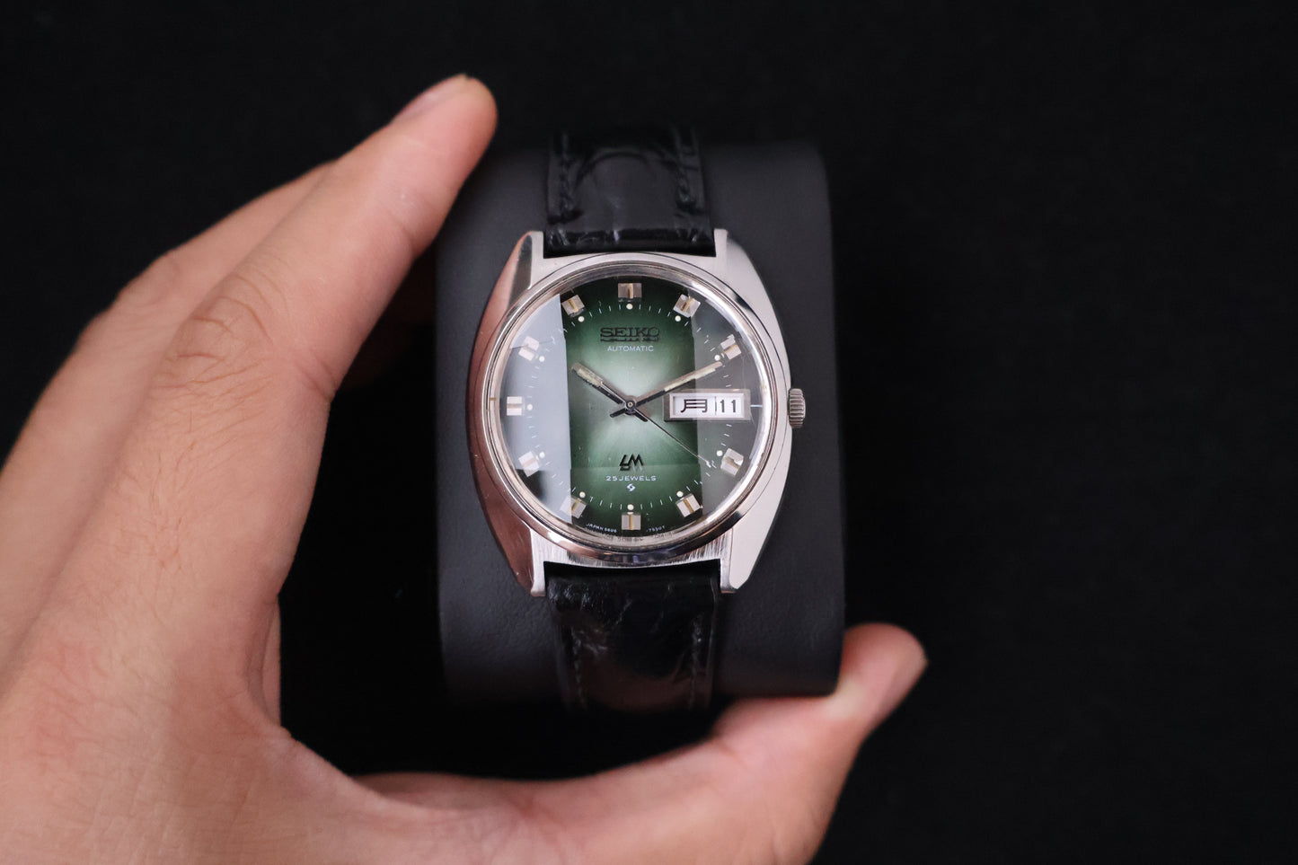 (SERVICED) Rare Vintage 1972 Seiko Lord Matic Emerald Faceted 25 Jewels 5606-7230