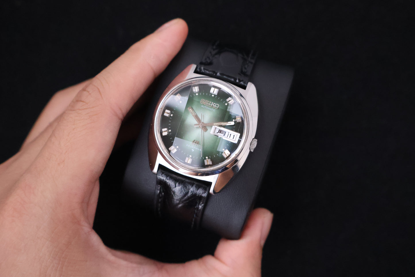 (SERVICED) Rare Vintage 1972 Seiko Lord Matic Emerald Faceted 25 Jewels 5606-7230
