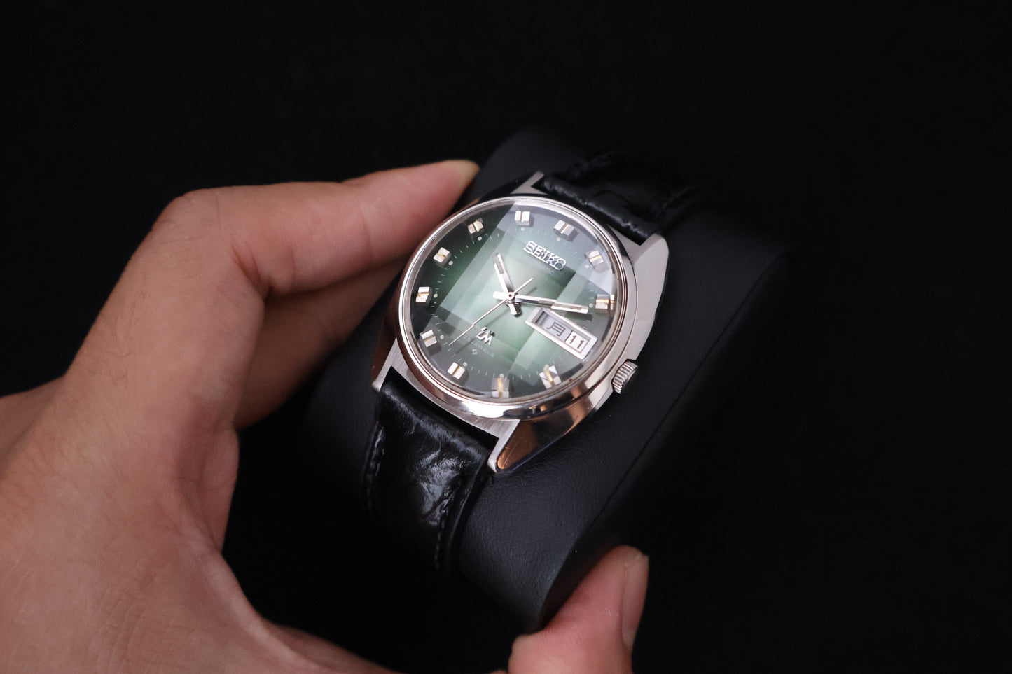 (SERVICED) Rare Vintage 1972 Seiko Lord Matic Emerald Faceted 25 Jewels 5606-7230