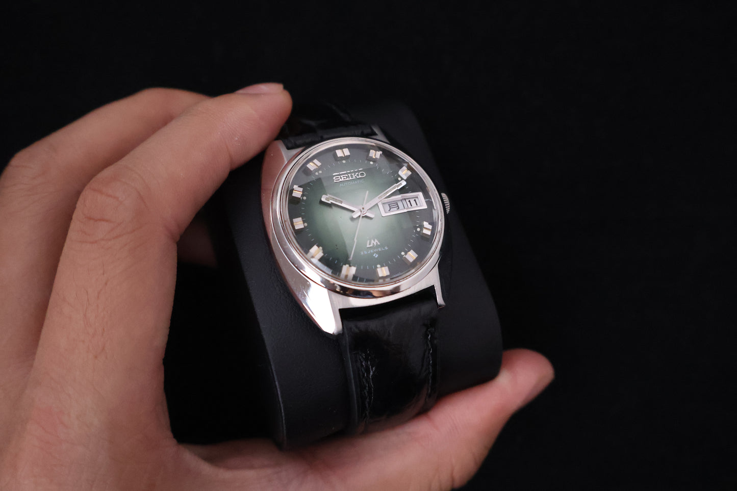 (SERVICED) Rare Vintage 1972 Seiko Lord Matic Emerald Faceted 25 Jewels 5606-7230
