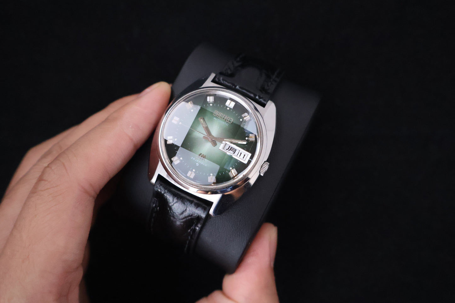 (SERVICED) Rare Vintage 1972 Seiko Lord Matic Emerald Faceted 25 Jewels 5606-7230