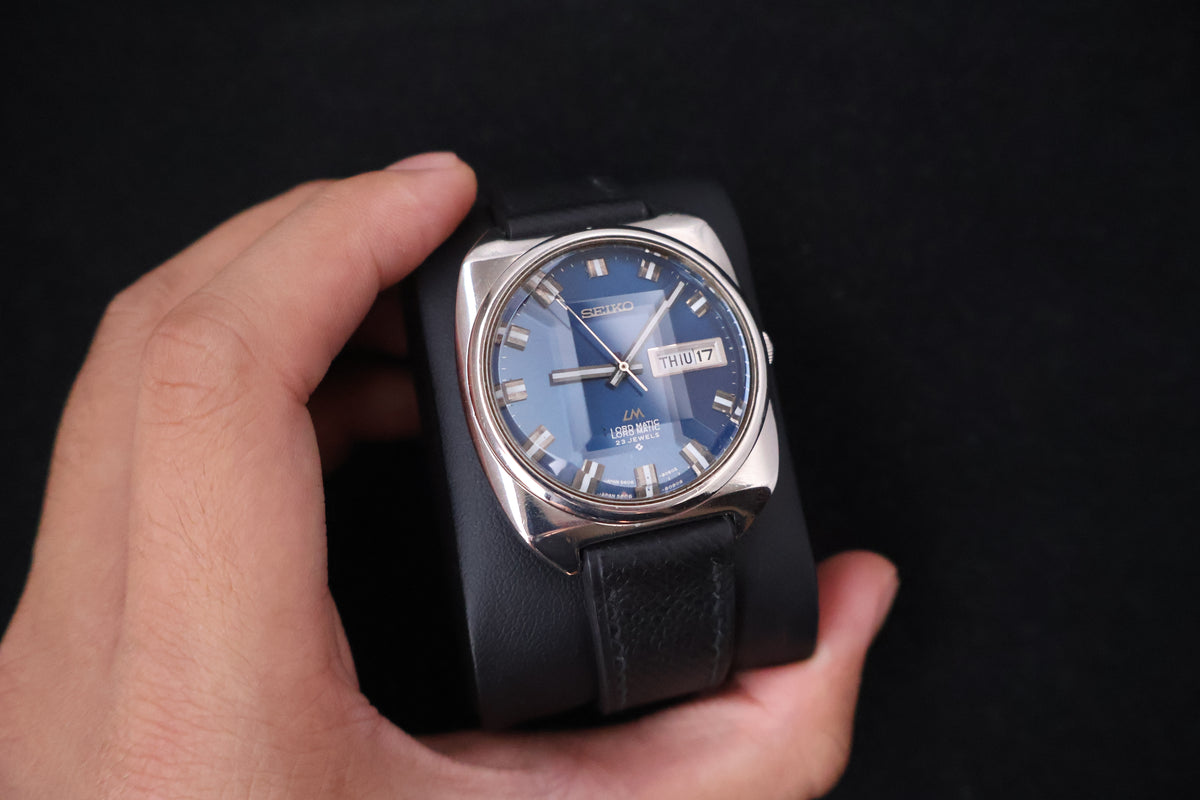 (SERVICED) Rare Vintage 1969 Seiko Lord Matic LM Blue Dial 23 Jewels 5606-9030