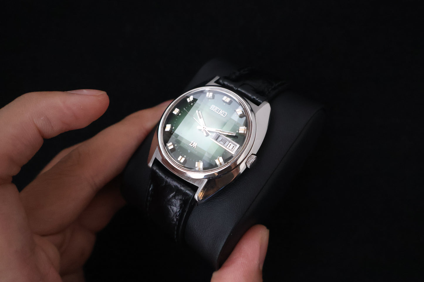 (SERVICED) Rare Vintage 1972 Seiko Lord Matic Emerald Faceted 25 Jewels 5606-7230