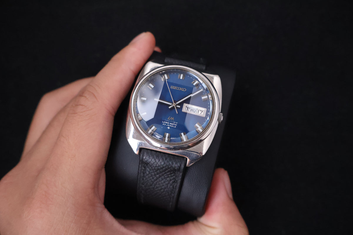 (SERVICED) Rare Vintage 1969 Seiko Lord Matic LM Blue Dial 23 Jewels 5606-9030