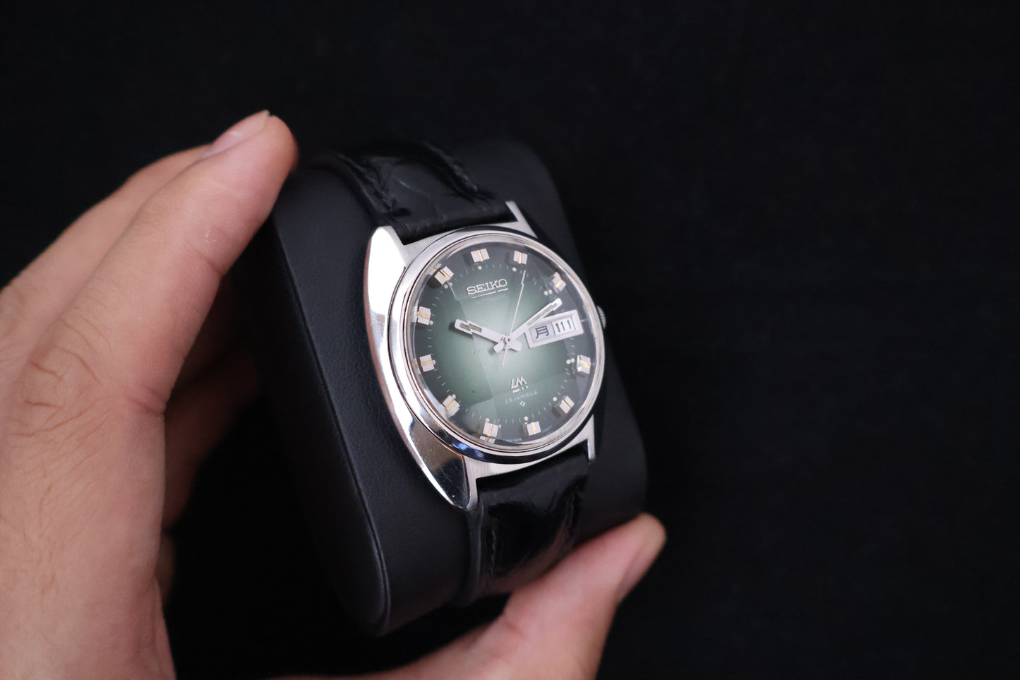 (SERVICED) Rare Vintage 1972 Seiko Lord Matic Emerald Faceted 25 Jewels 5606-7230