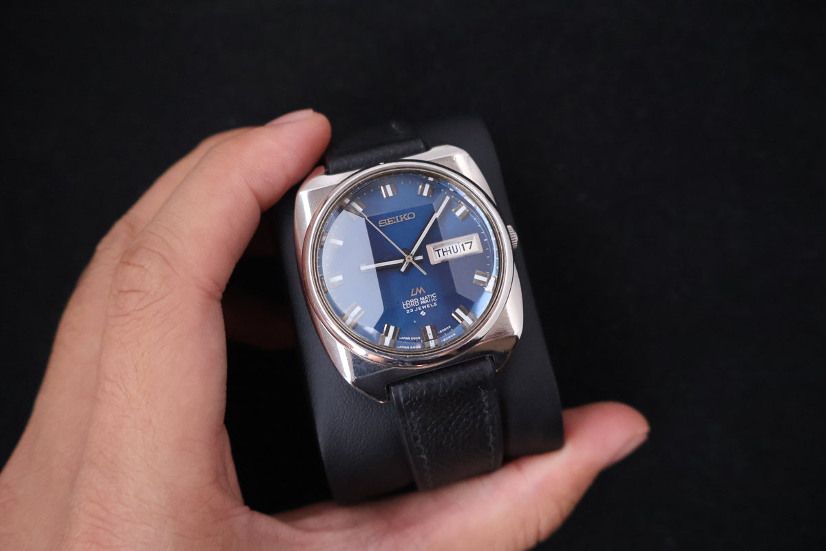 (SERVICED) Rare Vintage 1969 Seiko Lord Matic LM Blue Dial 23 Jewels 5606-9030