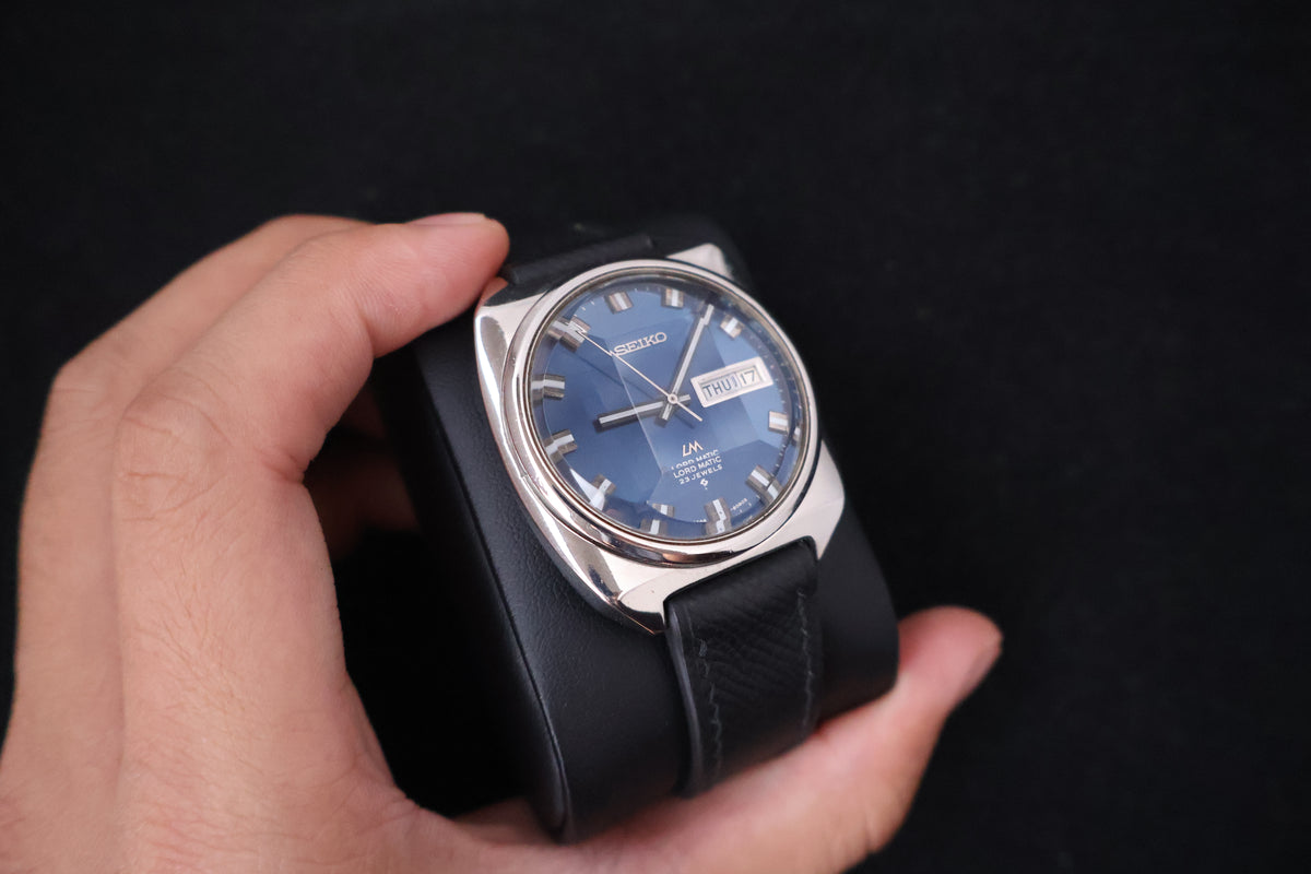 (SERVICED) Rare Vintage 1969 Seiko Lord Matic LM Blue Dial 23 Jewels 5606-9030