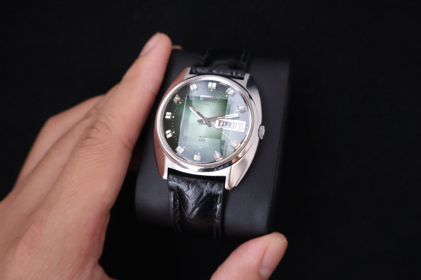 (SERVICED) Rare Vintage 1972 Seiko Lord Matic Emerald Faceted 25 Jewels 5606-7230