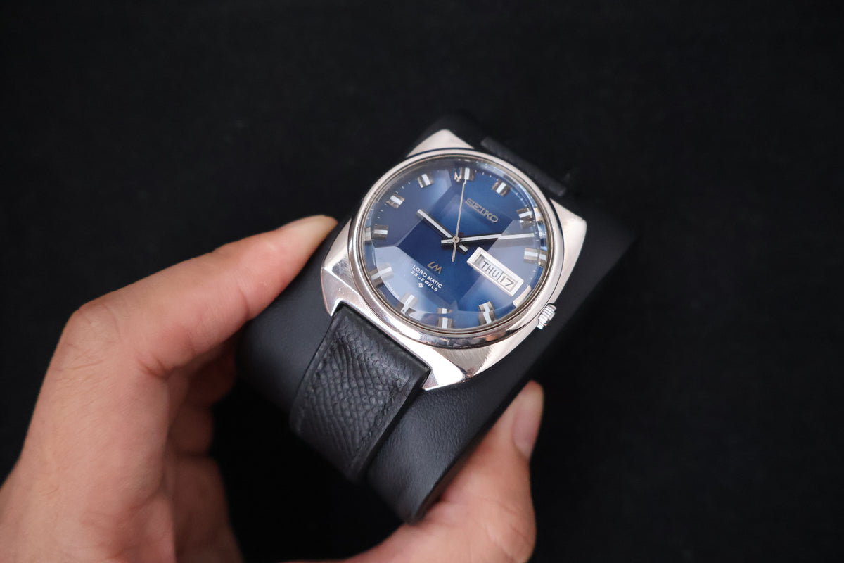 (SERVICED) Rare Vintage 1969 Seiko Lord Matic LM Blue Dial 23 Jewels 5606-9030
