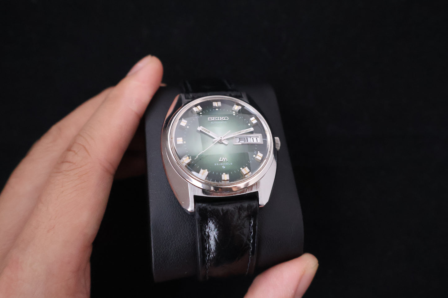 (SERVICED) Rare Vintage 1972 Seiko Lord Matic Emerald Faceted 25 Jewels 5606-7230