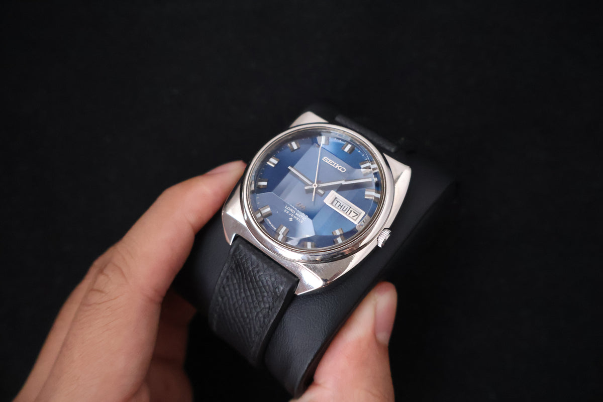 (SERVICED) Rare Vintage 1969 Seiko Lord Matic LM Blue Dial 23 Jewels 5606-9030