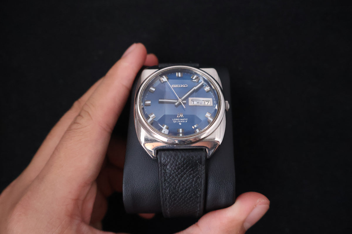 (SERVICED) Rare Vintage 1969 Seiko Lord Matic LM Blue Dial 23 Jewels 5606-9030