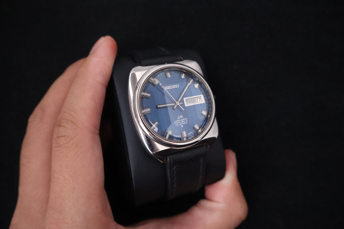 (SERVICED) Rare Vintage 1969 Seiko Lord Matic LM Blue Dial 23 Jewels 5606-9030