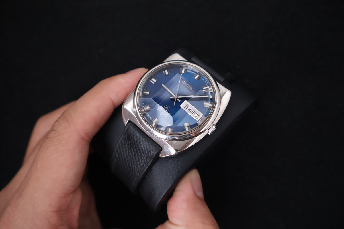 (SERVICED) Rare Vintage 1969 Seiko Lord Matic LM Blue Dial 23 Jewels 5606-9030