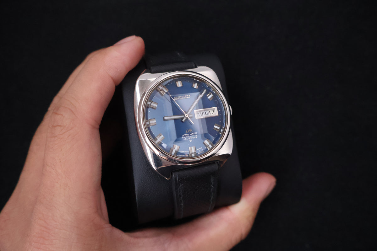 (SERVICED) Rare Vintage 1969 Seiko Lord Matic LM Blue Dial 23 Jewels 5606-9030