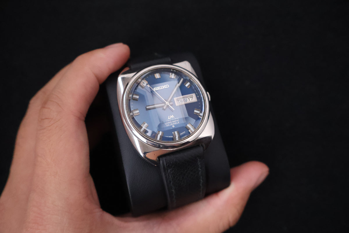 (SERVICED) Rare Vintage 1969 Seiko Lord Matic LM Blue Dial 23 Jewels 5606-9030