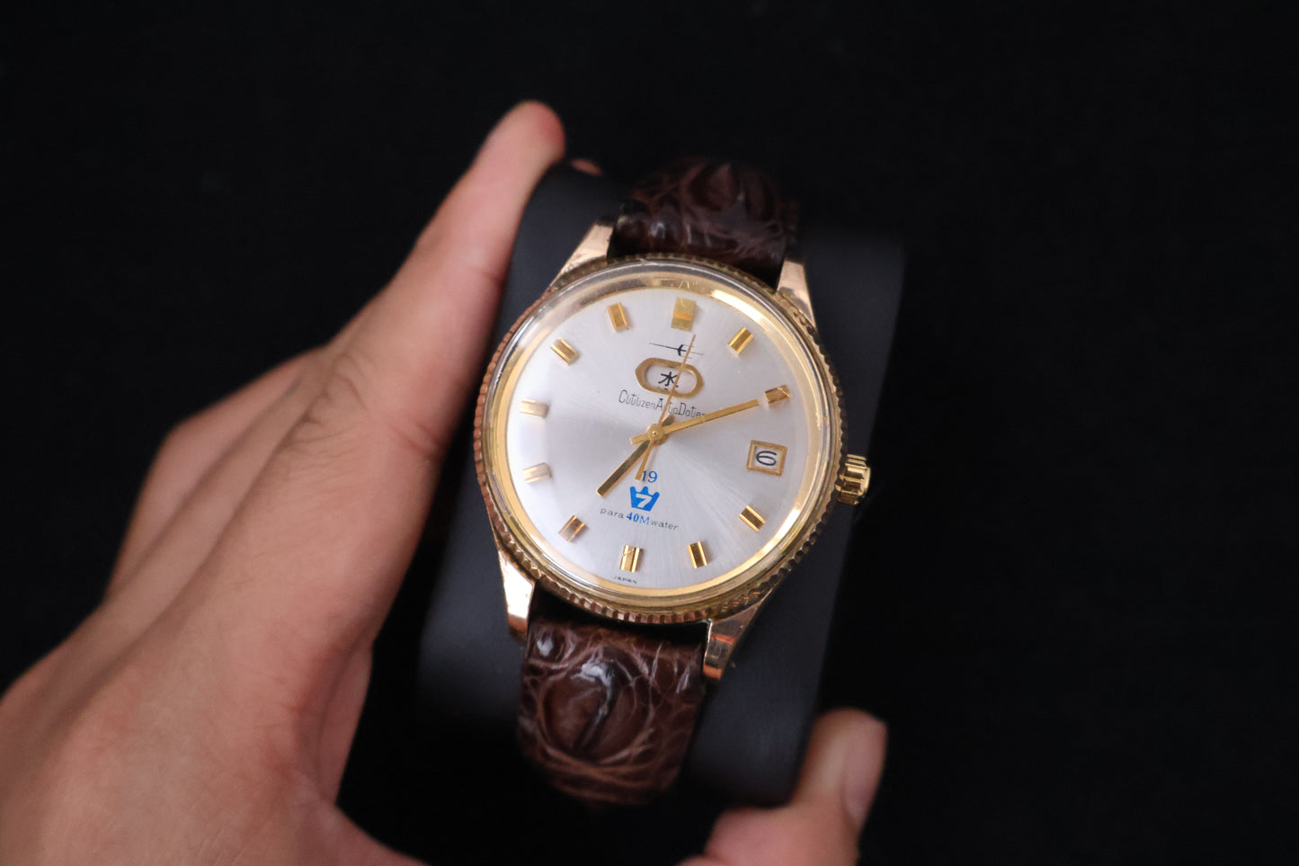 (SERVICED) Rare Vintage 1965 Citizen Auto Dater 7 19 Jewels Gold Plated - 50400661