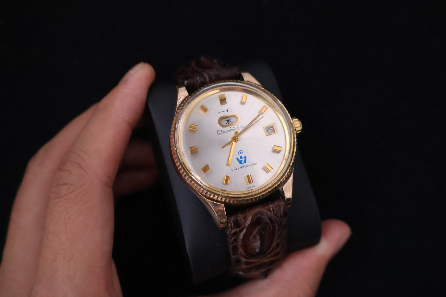 (SERVICED) Rare Vintage 1965 Citizen Auto Dater 7 19 Jewels Gold Plated - 50400661