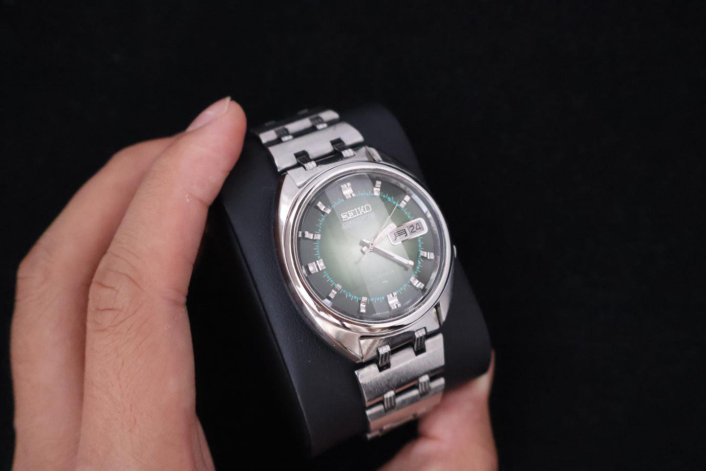 (SERVICED) Rare Vintage 1970 Seiko 5 Actus Emerald Faceted 21 Jewels 7019-7070