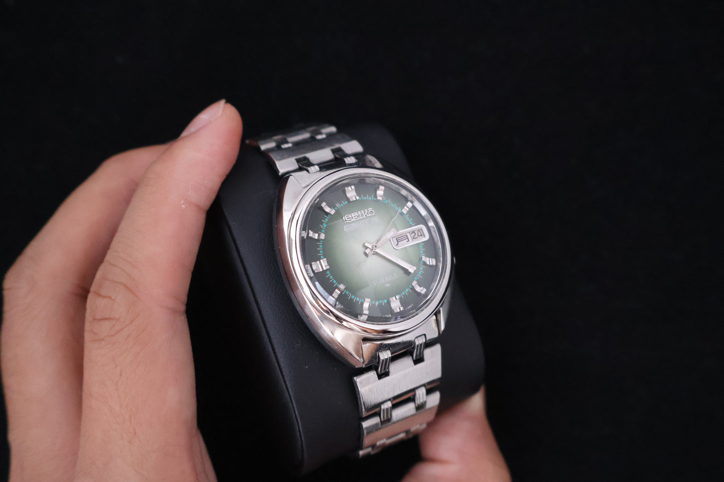 (SERVICED) Rare Vintage 1970 Seiko 5 Actus Emerald Faceted 21 Jewels 7019-7070