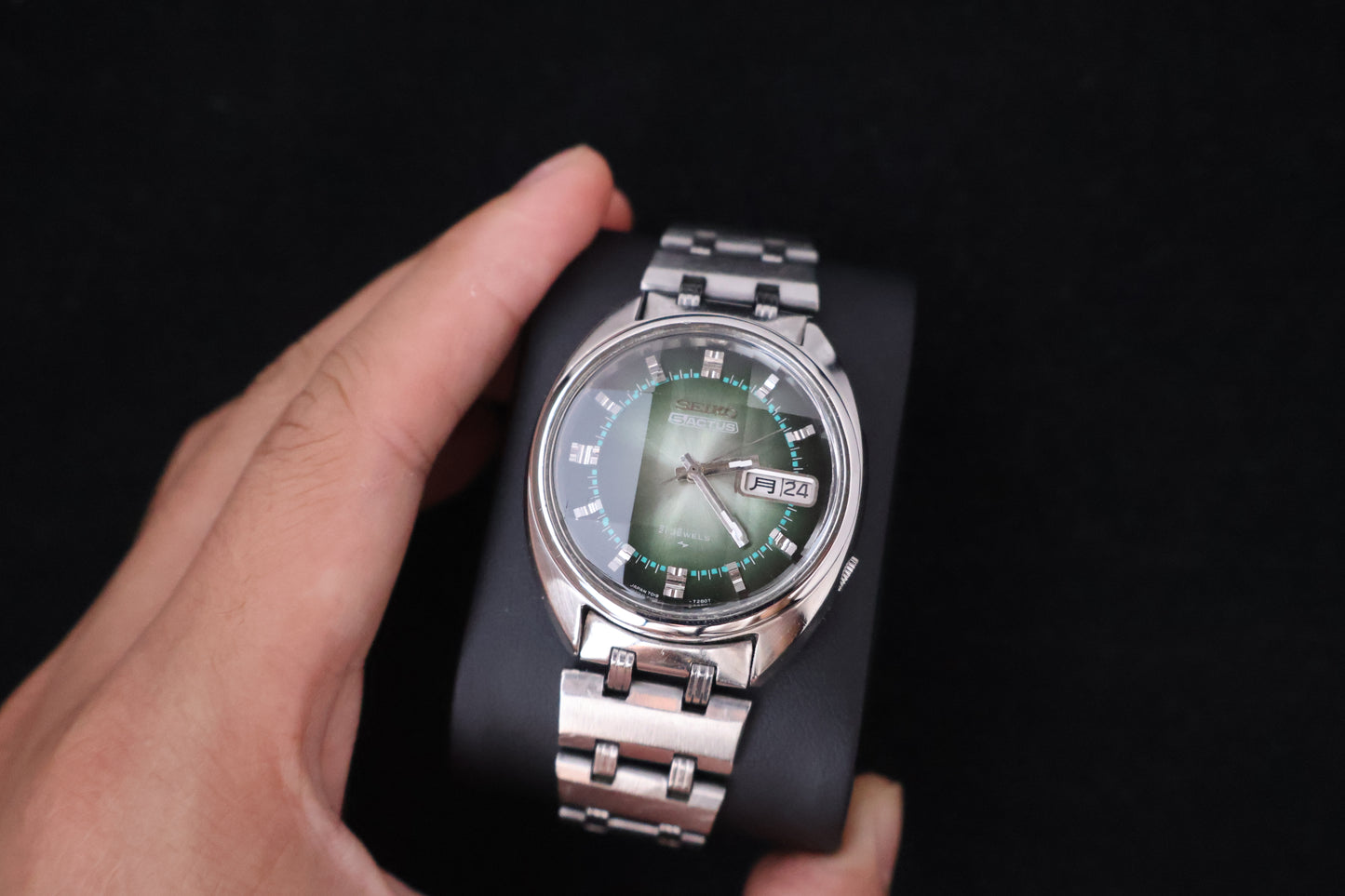 (SERVICED) Rare Vintage 1970 Seiko 5 Actus Emerald Faceted 21 Jewels 7019-7070