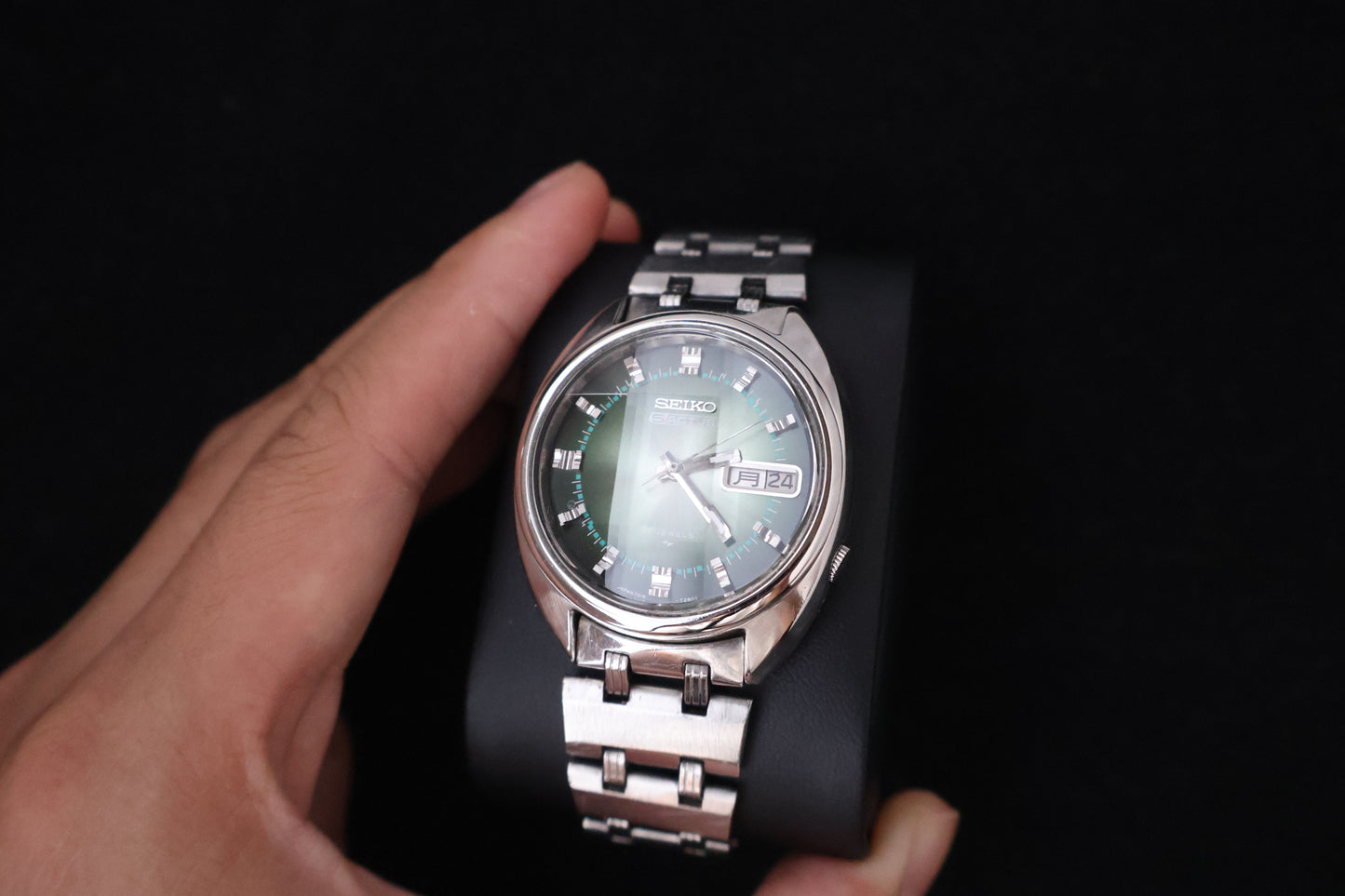 (SERVICED) Rare Vintage 1970 Seiko 5 Actus Emerald Faceted 21 Jewels 7019-7070
