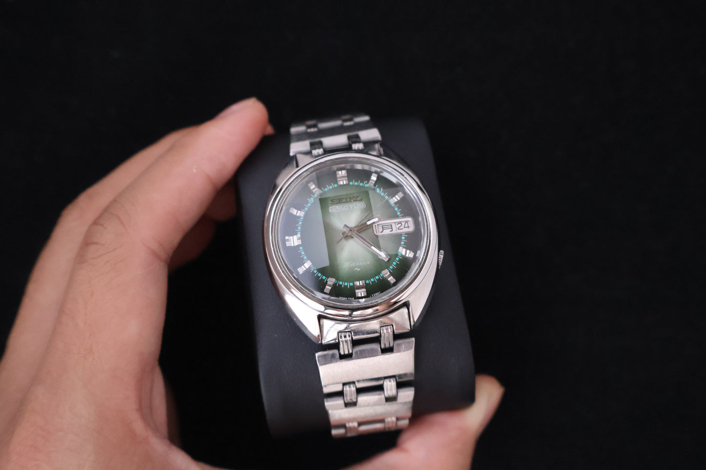 (SERVICED) Rare Vintage 1970 Seiko 5 Actus Emerald Faceted 21 Jewels 7019-7070