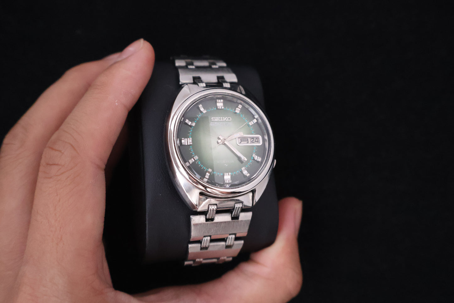 (SERVICED) Rare Vintage 1970 Seiko 5 Actus Emerald Faceted 21 Jewels 7019-7070