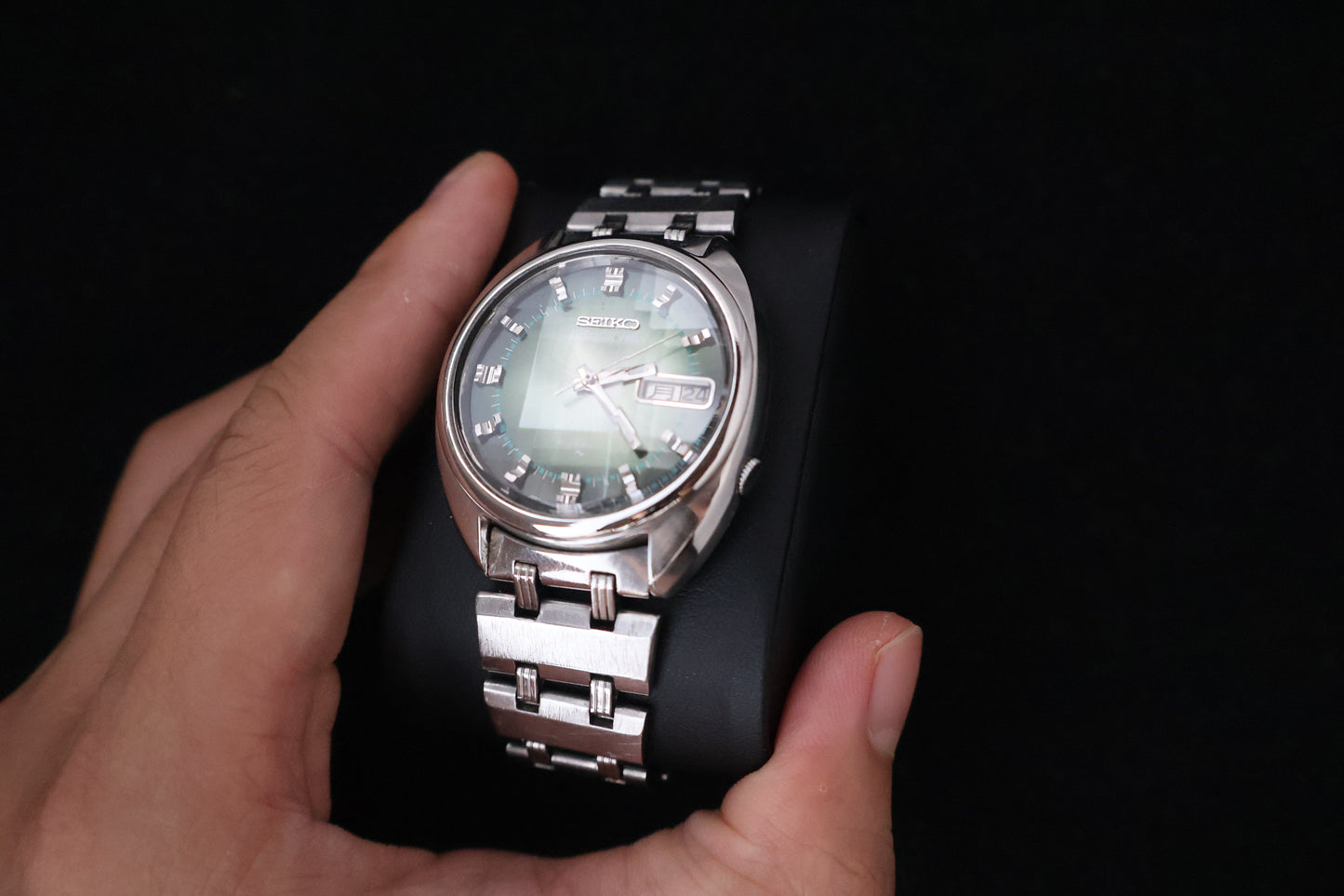 (SERVICED) Rare Vintage 1970 Seiko 5 Actus Emerald Faceted 21 Jewels 7019-7070
