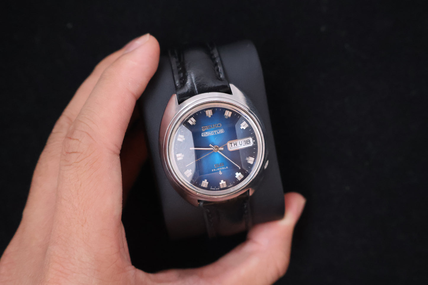 (SERVICED) Rare Vintage 1972 Seiko 5 Actus SS Blue Dial 25 Jewels 6106-7600