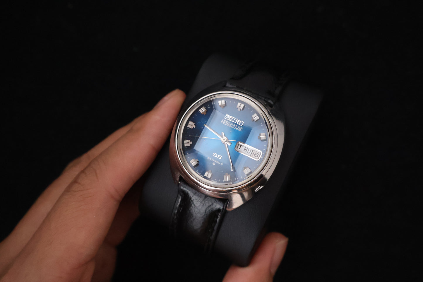 (SERVICED) Rare Vintage 1972 Seiko 5 Actus SS Blue Dial 25 Jewels 6106-7600