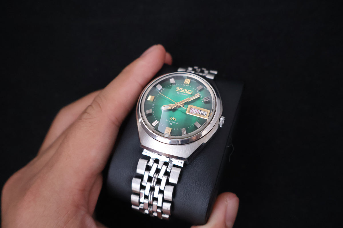 (SERVICED) Rare Vintage 1973 Seiko Lord Matic LM Emerald Green 23 Jewels 5606-7300