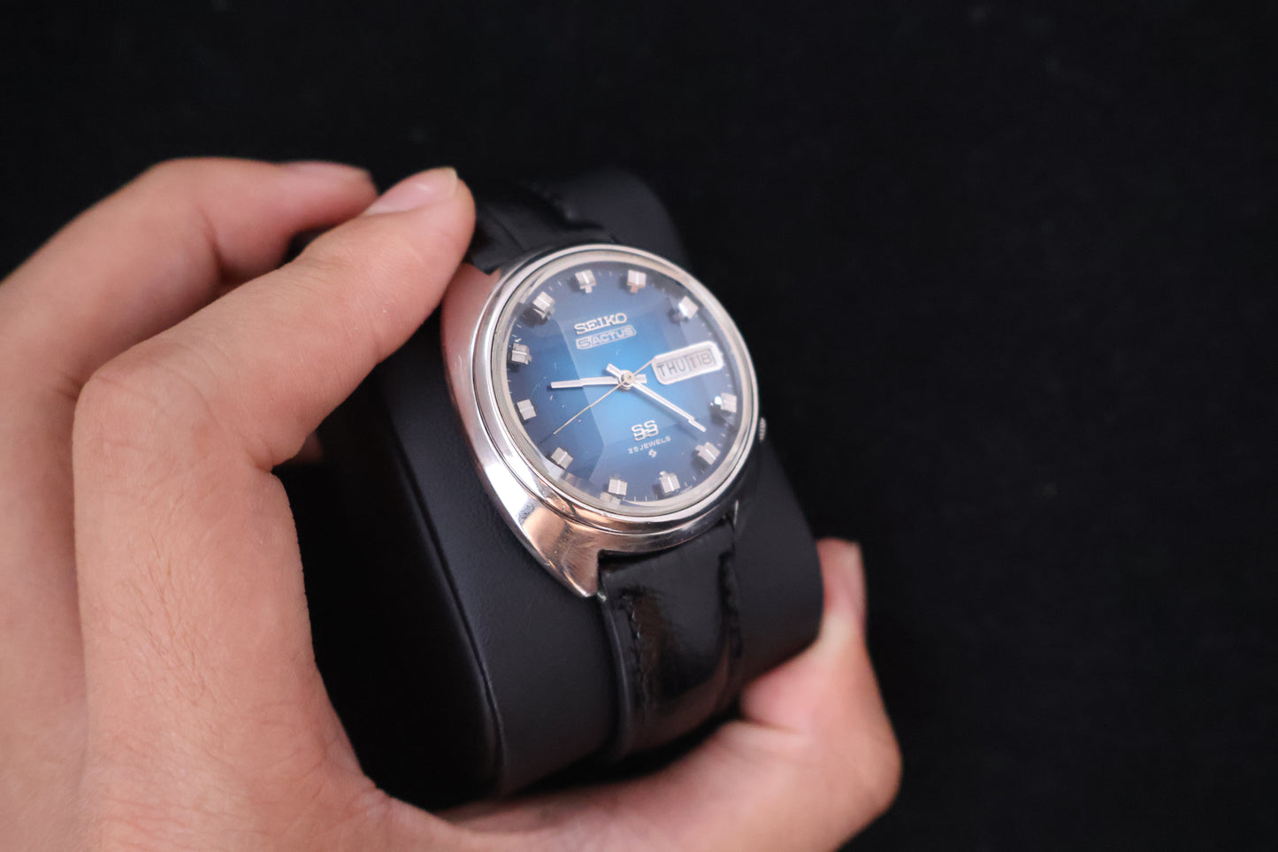 (SERVICED) Rare Vintage 1972 Seiko 5 Actus SS Blue Dial 25 Jewels 6106-7600