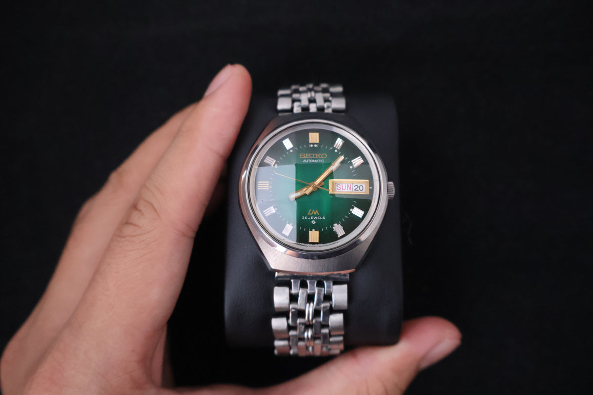 (SERVICED) Rare Vintage 1973 Seiko Lord Matic LM Emerald Green 23 Jewels 5606-7300